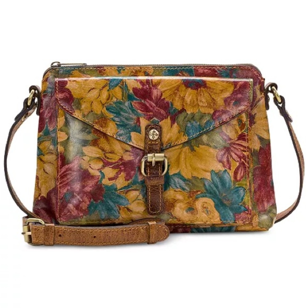Patricia Nash Fresco Bouquet Avellino Crossbody 100% Italian Leather Floral